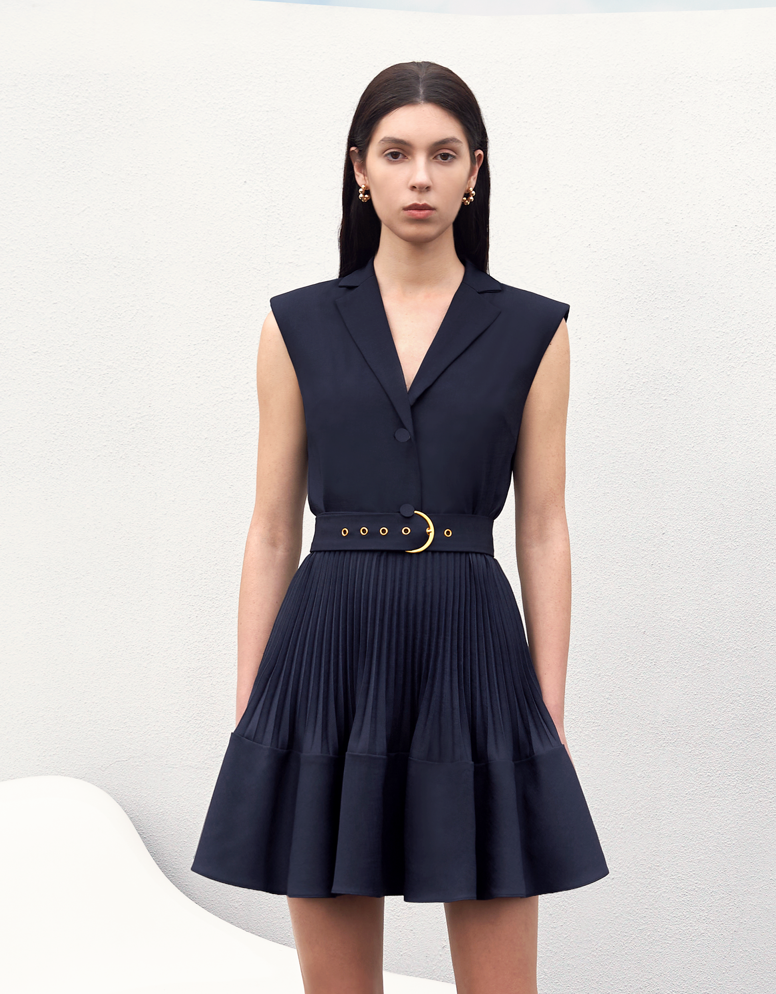 pleated dress singapore Tencel Blend Pleated Women Loose A-Line Maxi Dress