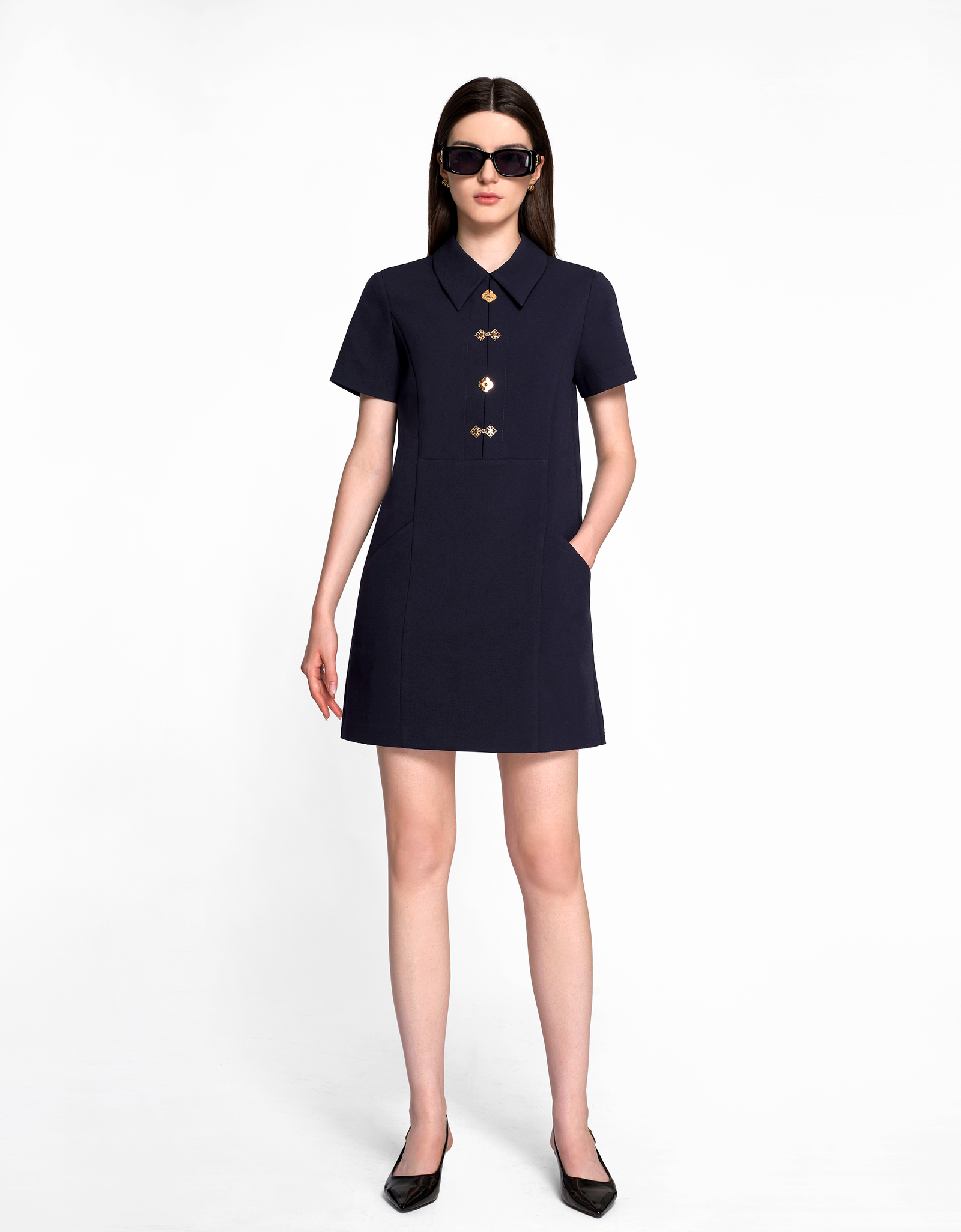 Intricate Button Collared Shift Dress – SaturdayClub Singapore