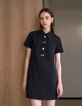 Intricate Button Collared Shift Dress