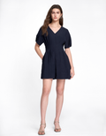 V-neck Pleated Waist Romper