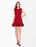 Wide Shoulder Ruffled Hem Sleeveless Dress