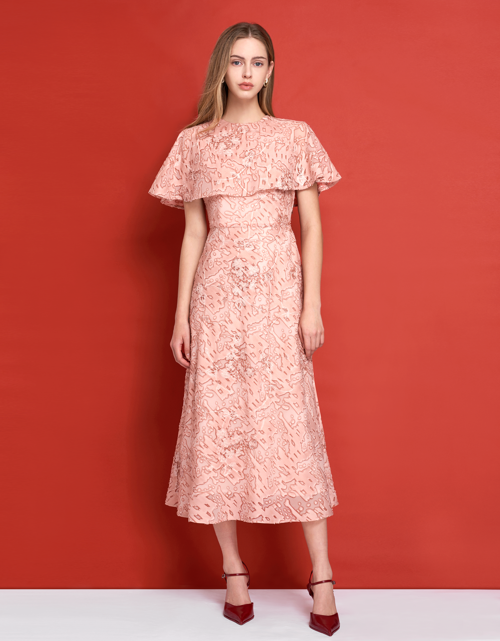 Cape Collar Jacquard Dress – SaturdayClub Singapore