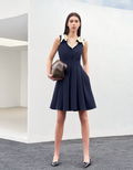 Contrast 3D Bow Sleeveless Dress