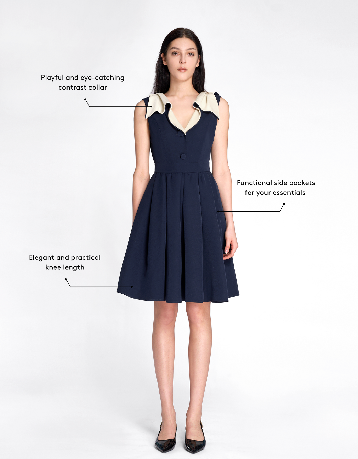 Contrast 3D Bow Sleeveless Dress – SaturdayClub Singapore