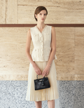 Faux Two-piece Pleated Hem Tweed Dress