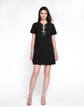 Detachable Bow Front Short Sleeve Dress