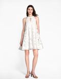 Sheer Jacquard Halterneck Dress