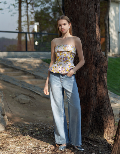 yellow floral(a25972) / large (l)