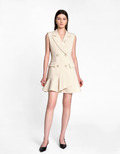 Wrap Hem Double-breasted Suit Dress