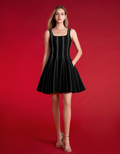 Square Neck Contrast Trim Knit Dress