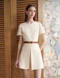 Short Sleeve Front Slit Skirt Romper