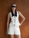 Contrast Collar Sleeveless Vest
