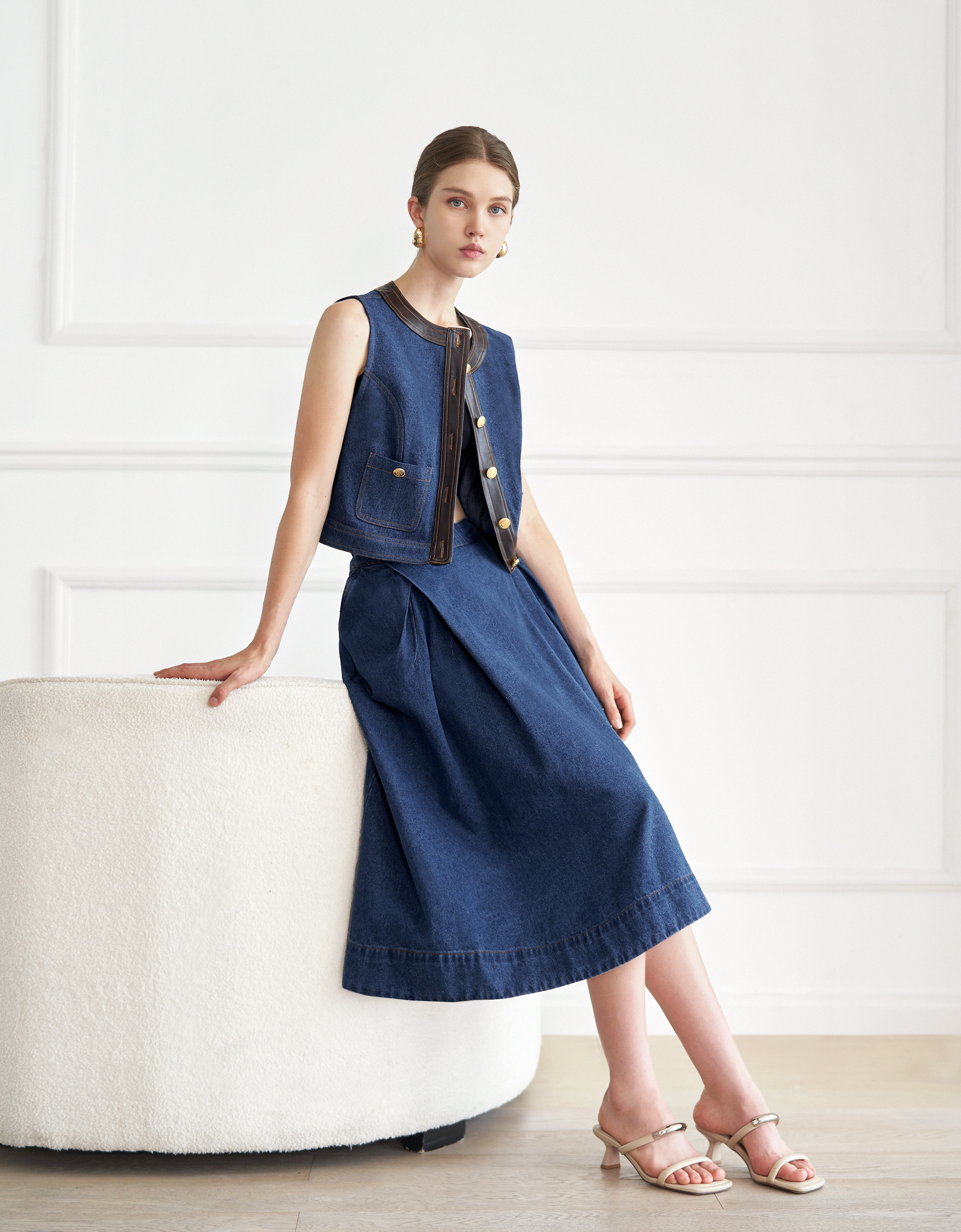 Pleated Midi Denim Skirt – SaturdayClub Singapore