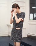 Contrast Trims Checkered Shift Dress