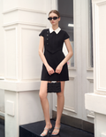 Contrast Collar Cap Sleeve Dress