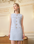 Fringe Trims Braided Detail Tweed Dress