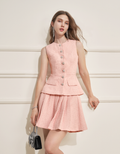 A-line Pleated Tweed Skirt