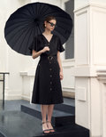 Ruffle Sleeve Button Front Midi Dress