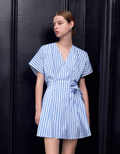 Wrap Front Short Stripe Dress