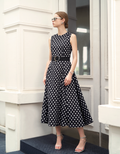 Polka Dot Round Neck Sleeveless Dress