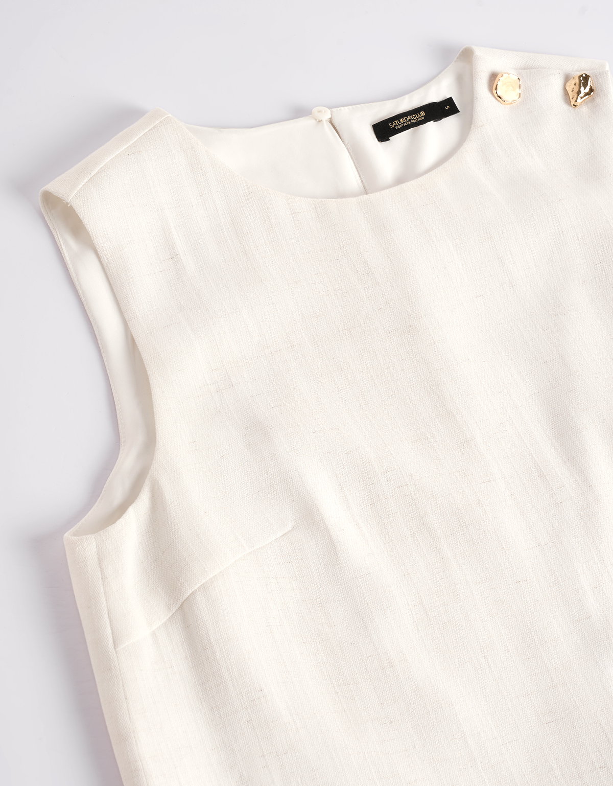 Linen-blend Layered Front Shoulder Button Crop Top