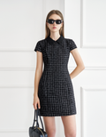 Contrast Collar Cap Sleeve Check Dress