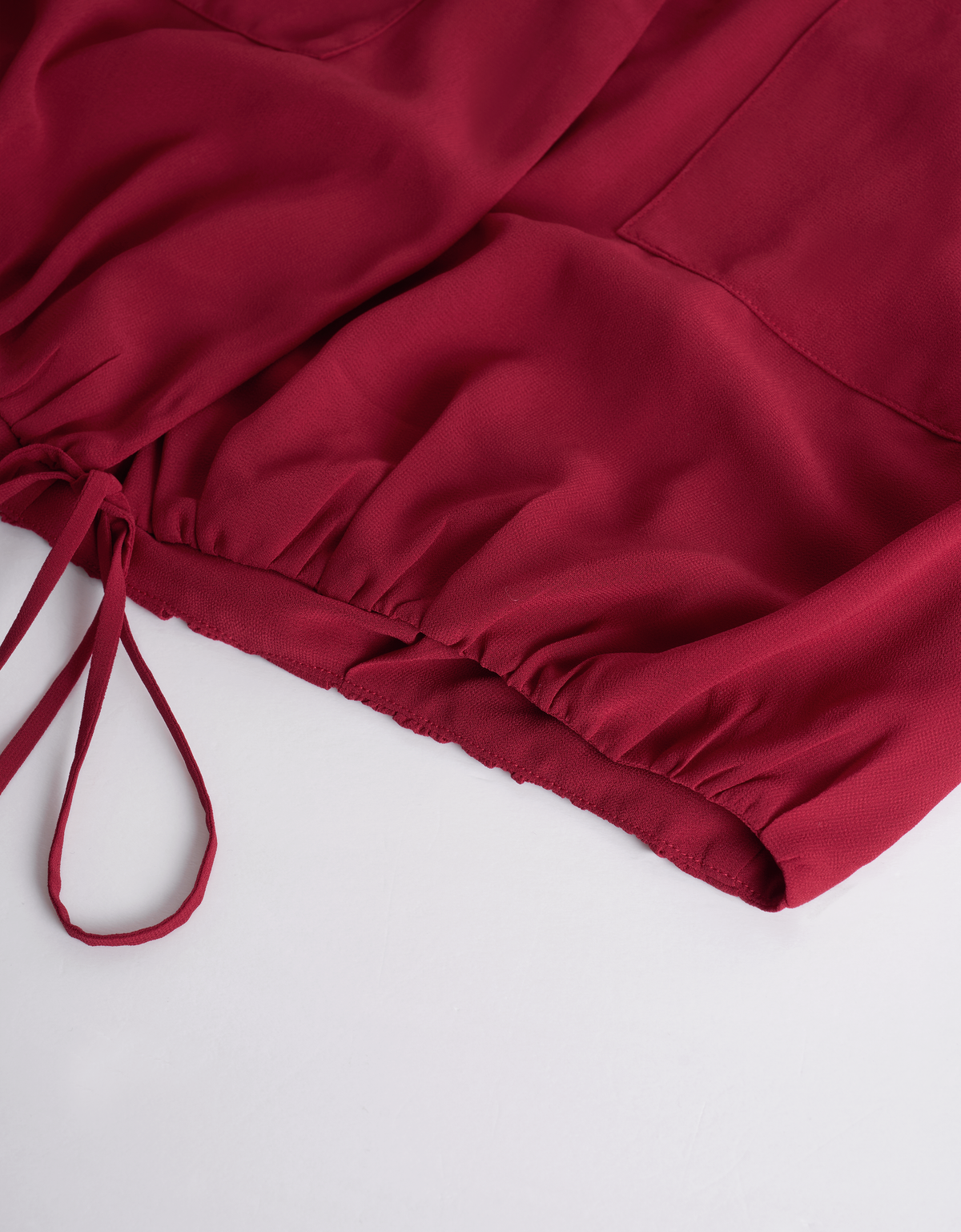 Drawstring Hem Embossed Buttons Sleeveless Top