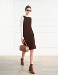 Acetate-blend Boat Neck Fishtail Hem Dress
