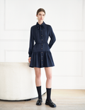 Neck Tie Long Sleeve Shirt Dress