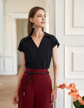 Raglan Sleeves Collared V-neck Top