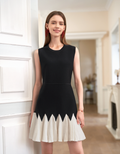 Contrast Ruffled Hem Sleeveless Dress