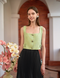 Square Neck Textured Crop Top