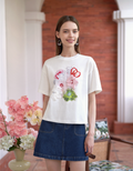Floral Print Embroidered T-Shirt
