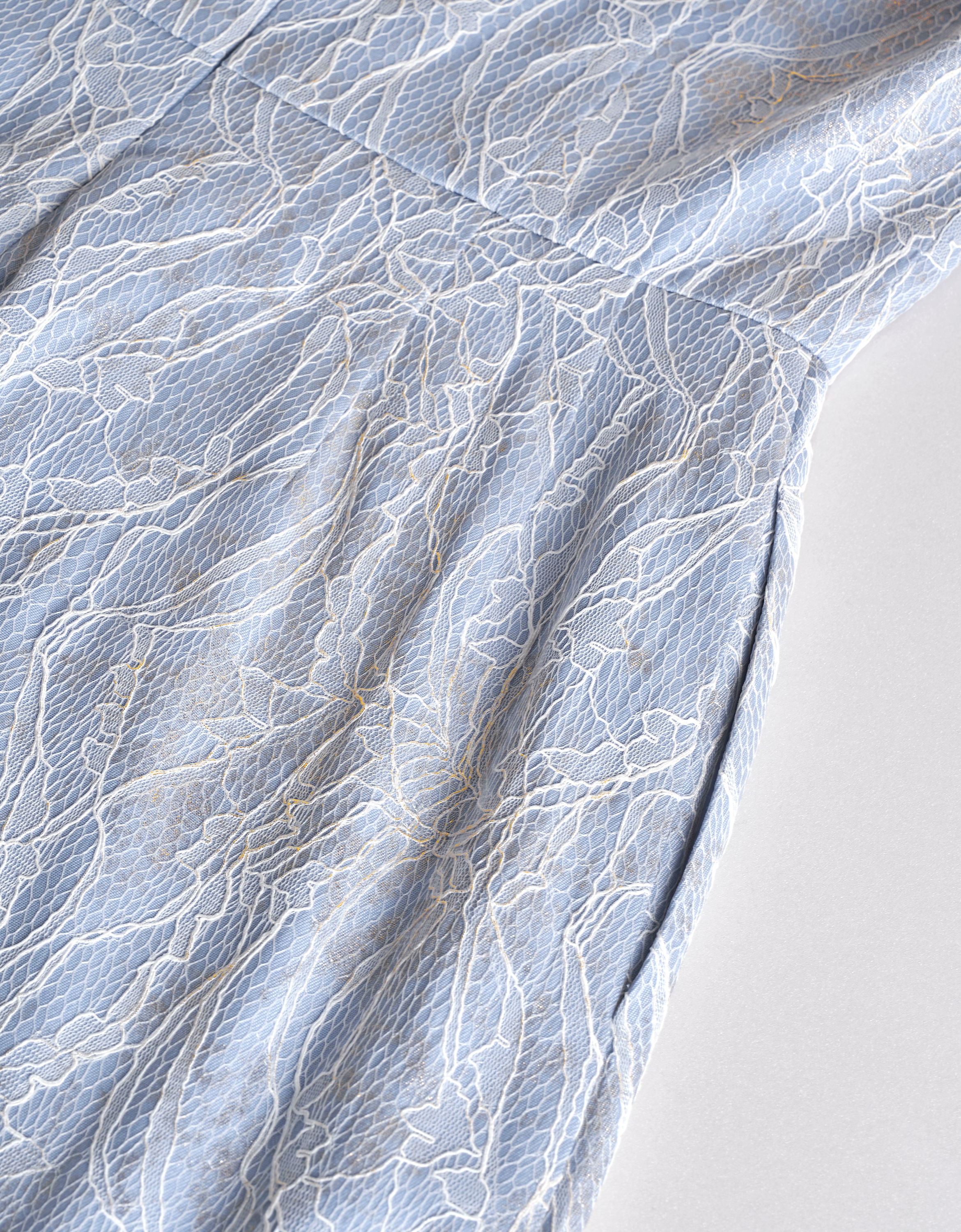 Mandarin Collar Sleeveless Lace Dress