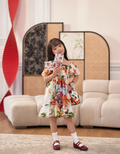 Square Neck Ruffled Sleeves Floral Dress