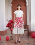 Floral Print A-line Midi Skirt