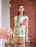 Floral Print Wide Shoulder Top