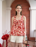 Bow Tie Sleeveless Floral Print Top