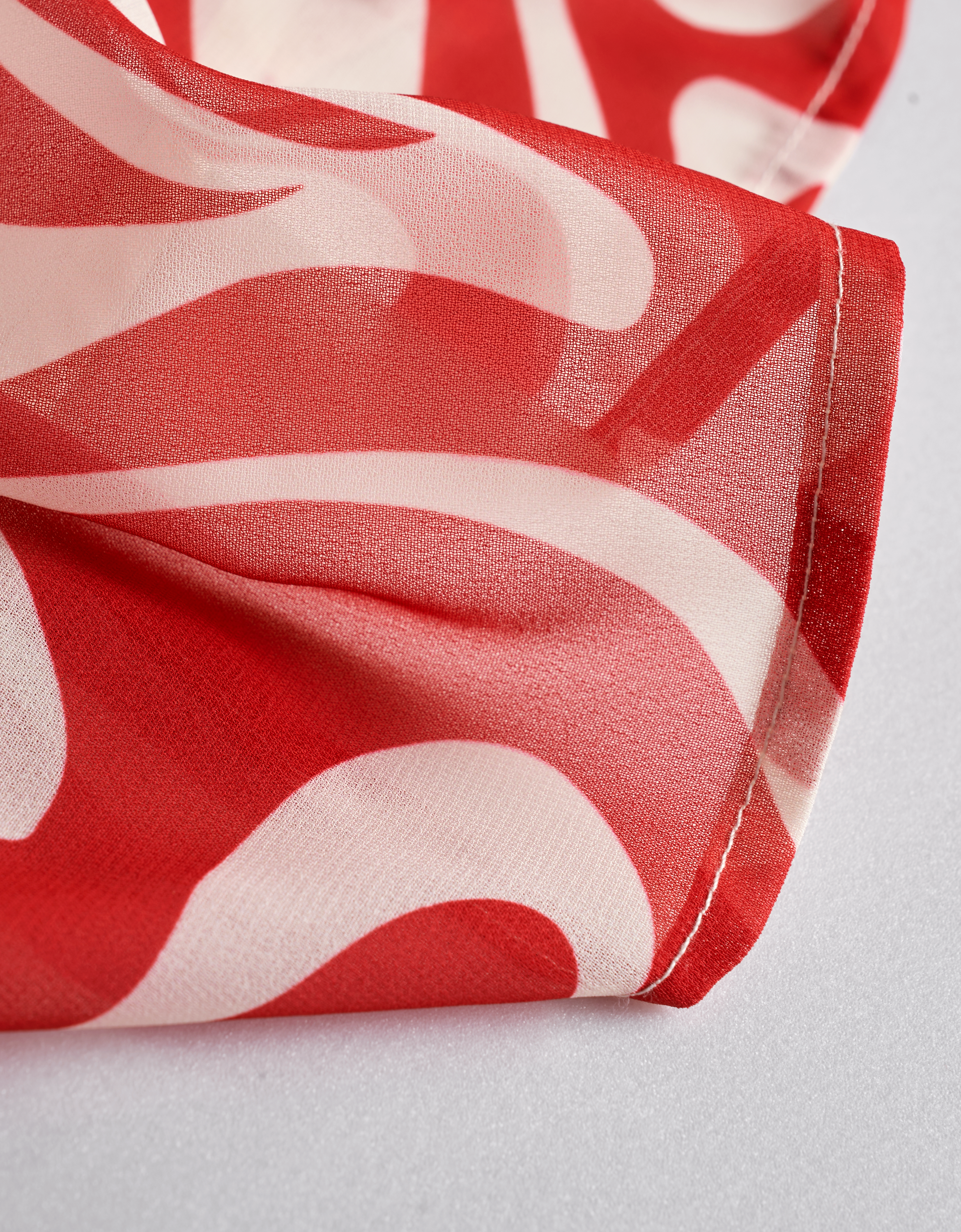 Geometric Print Ruffled Hem V-neck Dress