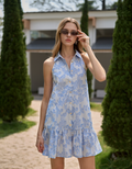 Ruffled Hem Striped Floral Dress