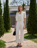 Wide-leg Striped Textured Trousers