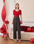 Wide-leg Mid-rise Trousers