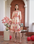 Round Neck Tiered Skirt Floral Print Dress