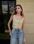 Square Neck Sleeveless Polka Dot Top