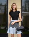 Contrast Ruffled Hem Plaid Skirt