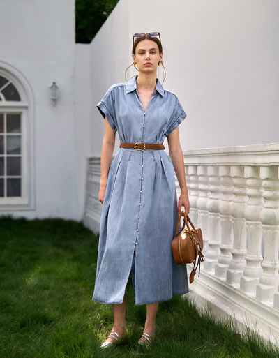 Tencel Button Front Denim Shirt Dress – SaturdayClub Singapore
