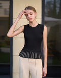 Sleeveless Pleated Tulle Knit Top