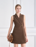 Single Button Sleeveless Suit Dress