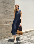 Tie Back Sleeveless Tencel Denim Dress