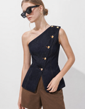 Asymmetric Off-shoulder Denim Top